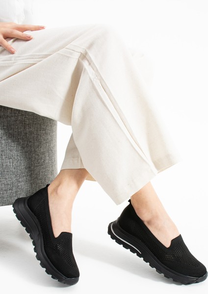 Babet Siyah Triko (Beyaz Taban) Günlük Kadın Sneaker