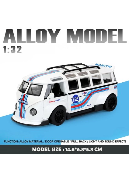 1:32 T1 Otobüs Modeli Ses Işığı Çocuk Çocuk Döküm Oyuncak Araç Toplu Ev Dekor Metal Minyatür Voiture (Yurt Dışından)