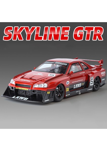 1:24 Nissan Gtr R34 Skylin Hızlı ve Öfkeli Alaşım Araba Modeli Ses ve Işık Geri Çekin Çocuk Oyuncak Koleksiyon Doğum Günü Hediyesi (Yurt Dışından)