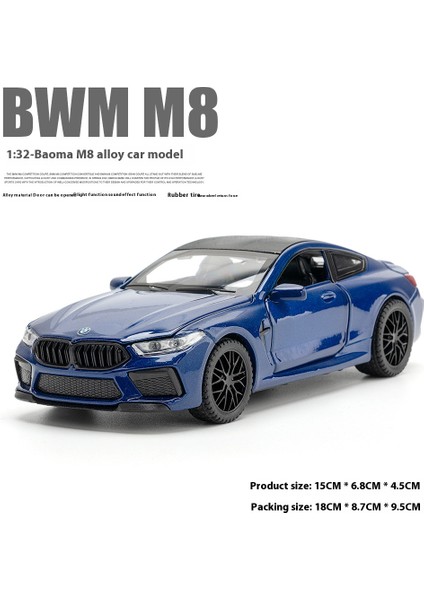 1:32 Bmw M8 Alaşım Araba Modeli Ses ve Işık Yaylı Aksiyon Çocuk Oyun Odası Oyuncak ve Koleksiyoncu Öğesi (Yurt Dışından)