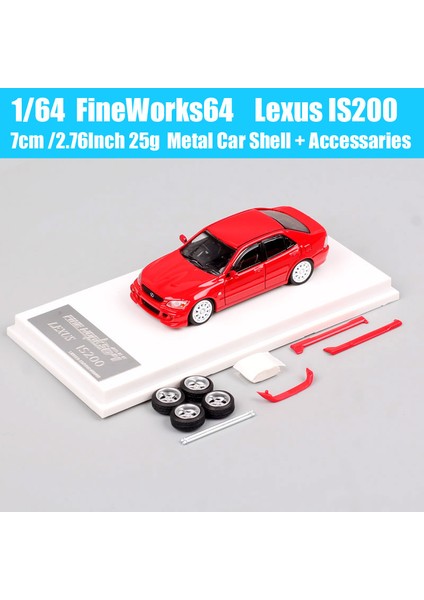 Fine Works 1/64 Ölçekli Lexus IS200 Spor Araba Modeli Pres Döküm ve Oyuncak Araçlar Akrilik Kutu Ekstra Lastikler Kopyaları Koleksiyon (Yurt Dışından)