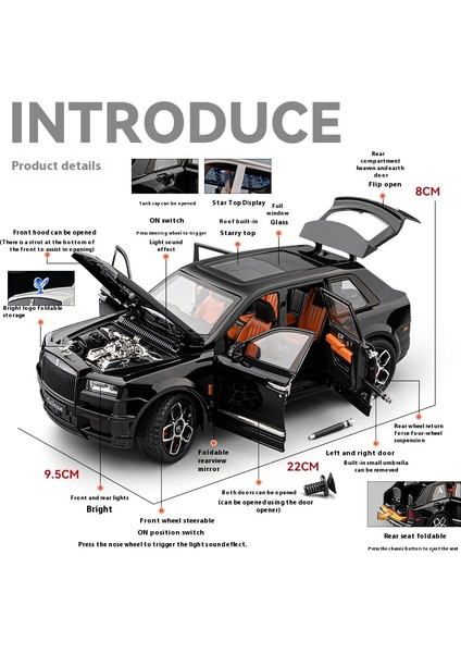 1:20 Rolls Royce Cullinan Lüks Off Road Suv Alaşım Metal Pres Döküm Model Araba Koleksiyonu Hobi Dekorasyon Tatil Hediyeler Erkek Arkadaşı (Yurt Dışından)