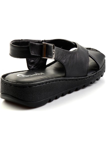 Siyah Leather Kadın Sandalet K05087404103 modelleri