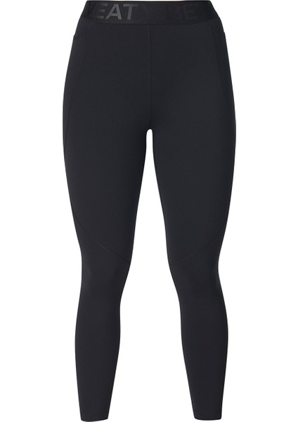 Kadın Koşu Tayt Power 7/8 Elastic Waist Gym Leggings Siyah