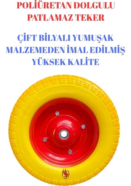 Çift Bilyalı Patlamayan Yumuşak Dolgulu El Arabası Tekeri