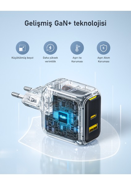 Magcube 2 Portlu Şarj Adaptörü, Gan+ 67W Hızlı Şarj Cihazı