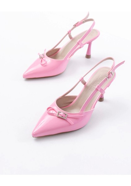 Bordo Rugan Günlük Arkası Açık Fiyonklu Topuklu Bayan Ayakkabı modelleri