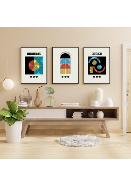 Bauhaus Gece Karanlığı Duvar Tablosu Çerçeveli 3'lü Set