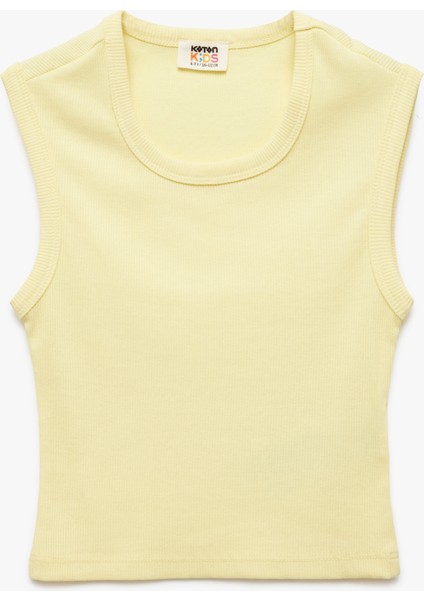 Pamuklu Kolsuz Bisiklet Yaka Fitilli Slim Fit Crop Atlet