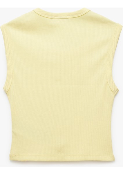 Pamuklu Kolsuz Bisiklet Yaka Fitilli Slim Fit Crop Atlet
