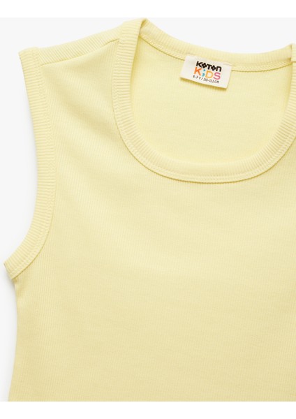 Pamuklu Kolsuz Bisiklet Yaka Fitilli Slim Fit Crop Atlet