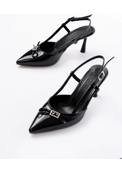 Bordo Rugan Günlük Arkası Açık Fiyonklu Topuklu Bayan Ayakkabı modelleri