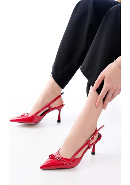 Bordo Rugan Günlük Arkası Açık Fiyonklu Topuklu Bayan Ayakkabı fiyatları