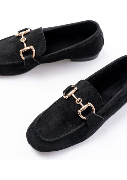 303 Siyah Süet Toka Aksesuarlı Günlük Kadın Babet fırsatları