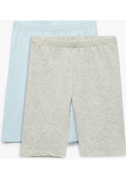 Pamuk Karışımlı Beli Lastikli 2'li Kapri Tayt Seti