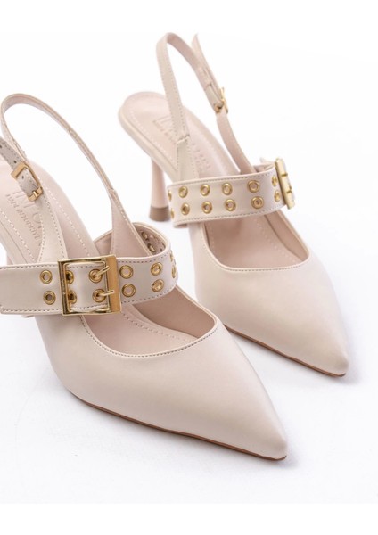 Rose Simli Günlük Arkası Açık Baret Tokalı Topuklu Bayan Ayakkabı fırsatları