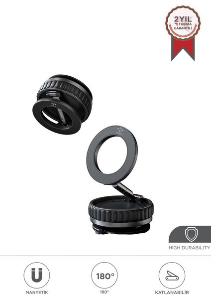 JX-056 Siyah Manyetik 180 Derece Dönebilen ve Katlanabilir Telefon Tutucu