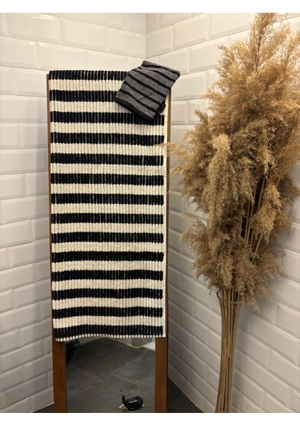 , Çizgili Cotton Banyo Havlusu - Siyah-Beyaz (Lif Hediyeli) modelleri