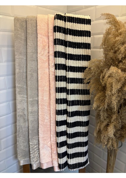 , Çizgili Cotton Banyo Havlusu - Siyah-Beyaz (Lif Hediyeli) indirimleri