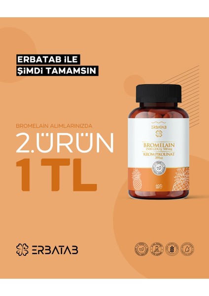 Bromelain & Krom Pikolinat 60 Kapsül 2 in 1