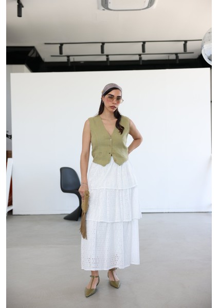 Kat Kat Uzun Güpür Etek