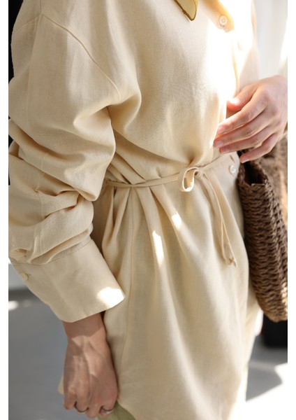 Keten Dokulu Oversize Gömlek modelleri