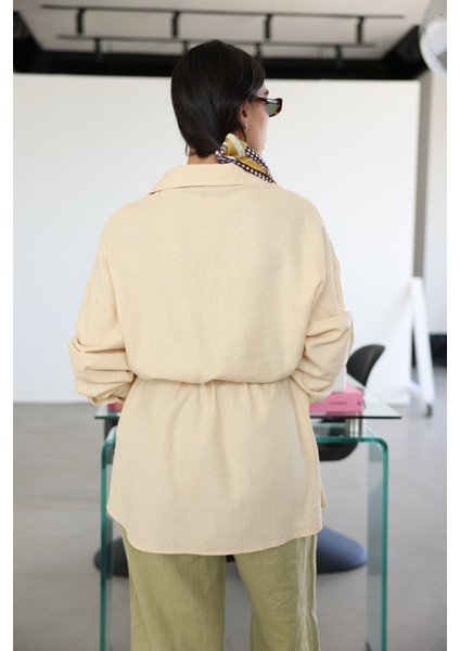 Keten Dokulu Oversize Gömlek fırsatları