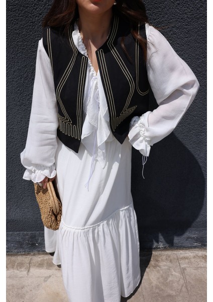 Gold Dikiş Desenli Yelek fiyatları