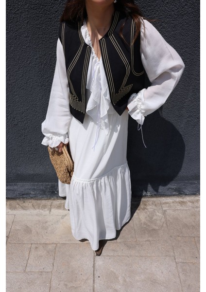 Gold Dikiş Desenli Yelek modelleri