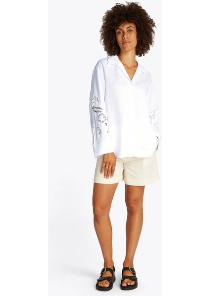 Broderıe Anglaıse Lınen Shırt