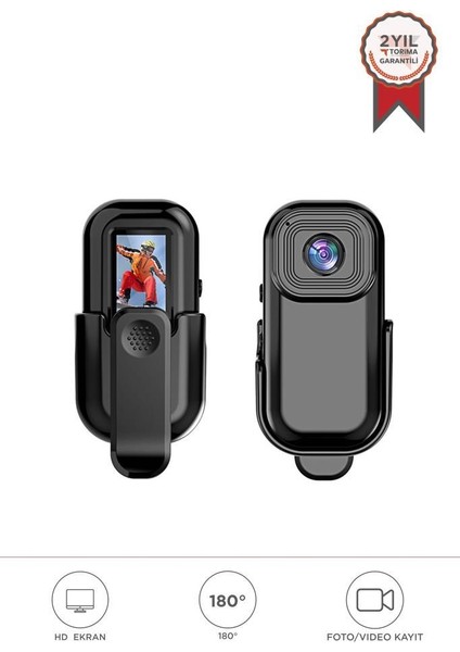 Cmr-27 Siyah 1080P Hd Kayıt, 140° Geniş Açı, Klips Tasarımlı Giyilebilir Aksiyon Kamerası
