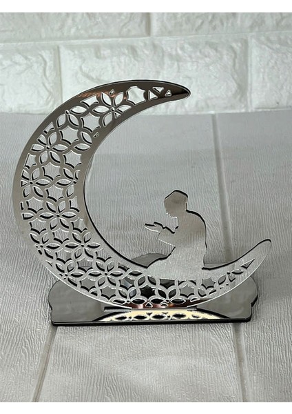 - Ramazana Özel Pleksi Gümüş Mumluk 16 cm Ynsmr