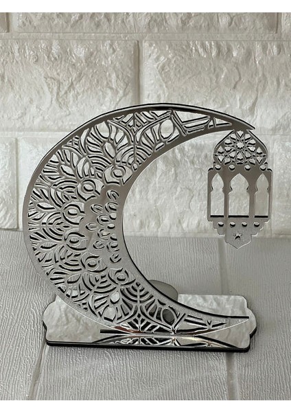 - Ramazana Özel Pleksi Gümüş Mumluk 16 cm Ynsmr