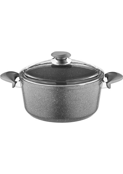 3110 - 2 Parça - Biogranit - 32X12,5 cm 9,2 Litre - Derin Tencere, Gri Gövde, Gri Detay