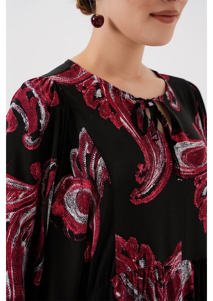 Kadın Balon Kol Uzun Tesettür Elbise 2464 - Y.kırmızı indirimleri