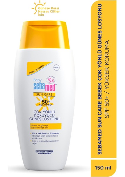 Baby UVA - UVB Filtresi ve E Vitamini Etkili Çok Yönlü Koruyucu Çocuk Güneş Losyonu 50 SPF 150 ml