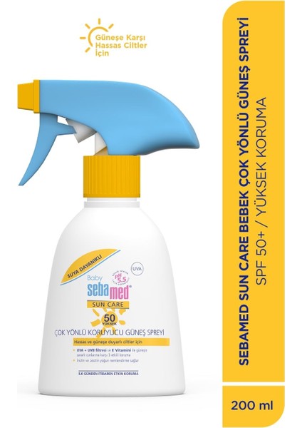 Baby %98 UVA Korumalı UVB Filtreli Çok Yönlü Koruyucu Çocuk Güneş Spreyi 50 SPF 200 ml