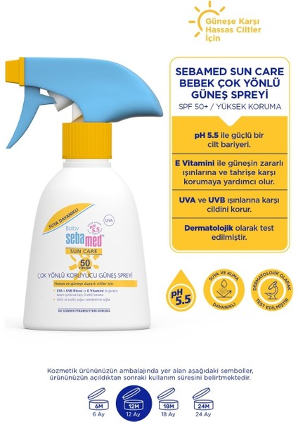 Baby %98 UVA Korumalı UVB Filtreli Çok Yönlü Koruyucu Çocuk Güneş Spreyi 50 SPF 200 ml