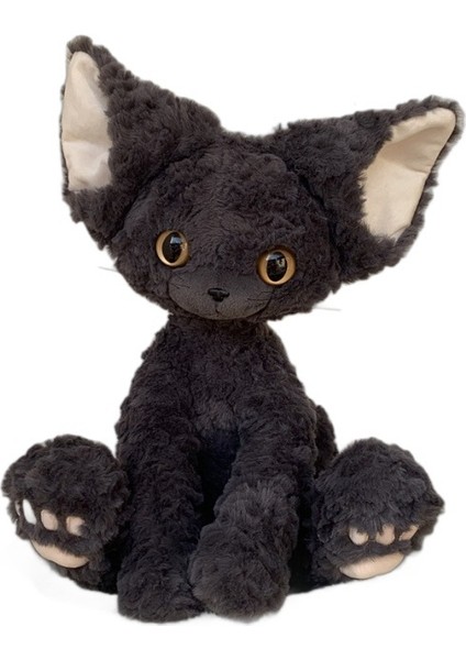 40 cm Süper Sevimli Devon Kıvırcık Kedi Kara Kedi Bebek Peluş Oyuncak (Yurt Dışından)