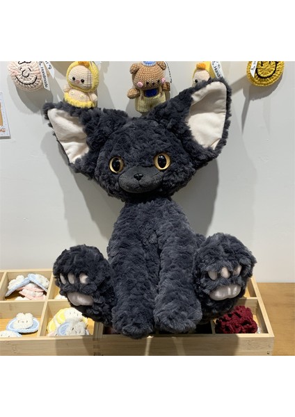 40 cm Süper Sevimli Devon Kıvırcık Kedi Kara Kedi Bebek Peluş Oyuncak (Yurt Dışından)