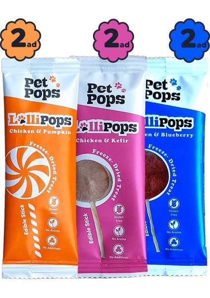 - Kedi ve Köpekler Için Ödül Maması - Lolipop / 6 Li Paket ( 3 Model * 2 Adet )