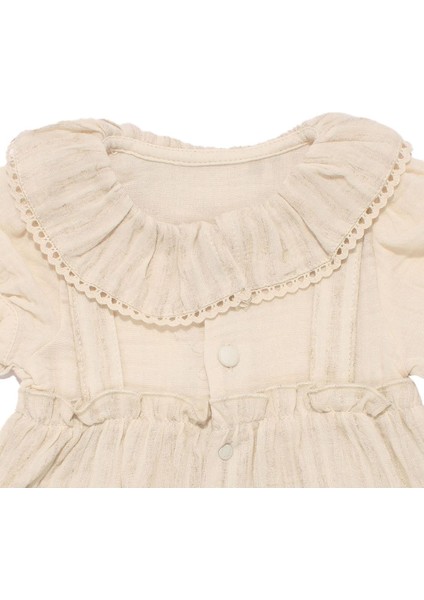 Kız Bebek Bej Müslin Bebe Yaka Fırfırlı Çıtçıtlı Tulum - 1015732 fiyatları