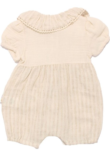 Kız Bebek Bej Müslin Bebe Yaka Fırfırlı Çıtçıtlı Tulum - 1015732 modelleri