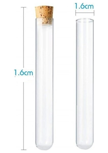 Deney Tüpü 16X160MM Dibi Yuvarlak Mantar Tıpalı - 10 Adet