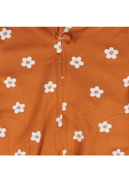 Kız Çocuk Turuncu Papatya Desenli Kapşonlu Hırka - 1015624 fiyatları