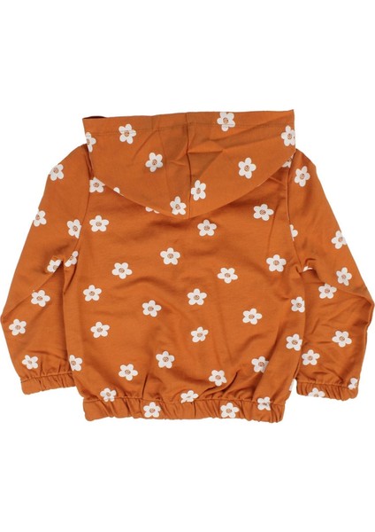 Kız Çocuk Turuncu Papatya Desenli Kapşonlu Hırka - 1015624 modelleri