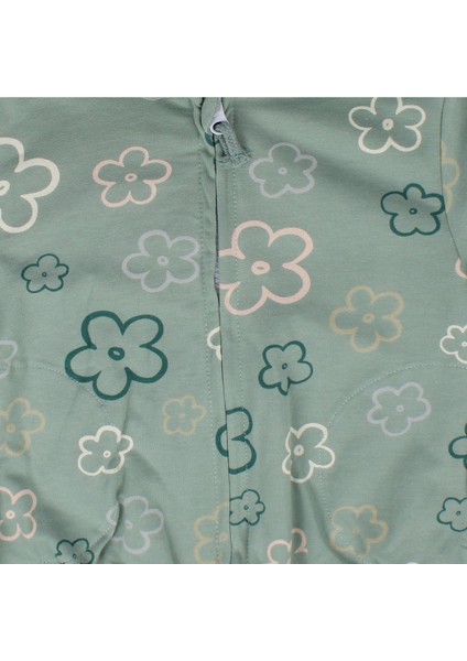 Kız Çocuk Yeşil Papatya Desenli Kapşonlu Hırka - 1015623 fiyatları