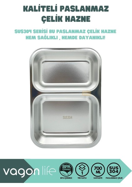 Luxury Bento 700ML Lunchbox Yeni Koleksiyon Tek Katlı 2 Bölmeli Çelik Sefer Tası Yemek Kutusu 1 Adet fiyatları
