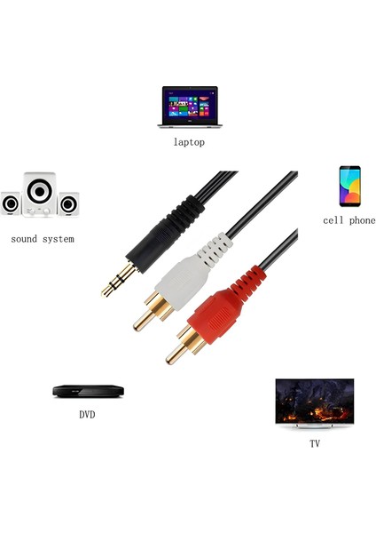 5 Metre 2 Rca Erkek - 3.5mm Aux Erkek Ses Kablosu | Tv, Hoparlör, Müzik Seti, Amfi Uyumlu, Uzun Kablo fırsatları