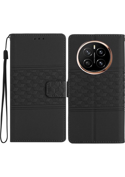 Honor Magic7 Pro 5g Eşkenar Dörtgen Deri Yatay Çevirmeli Telefon Kapağı (Yurt Dışından)